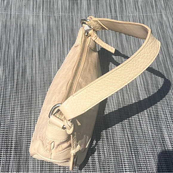 Dooney & Bourke Vintage Leather Canvas Monogram Shoulder Satchel Cream GUC - Picture 4 of 14